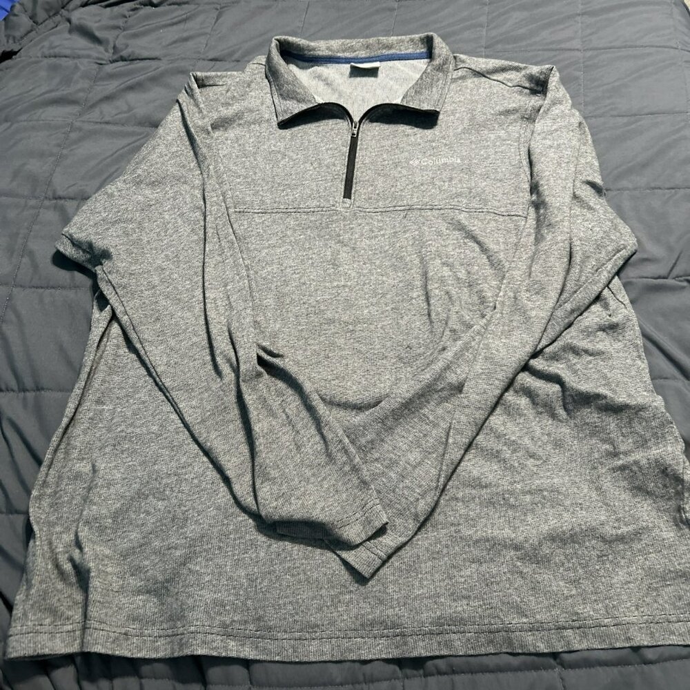 Columbia 1/4 Zip Pullover Shirt XXL Gray Soft Stretchy Light Weight Jacket